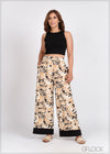 Contrast Hem Detail Wide Leg Pant - 310524