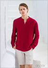 Chinese Collar Long Sleeve Shirt - 200224