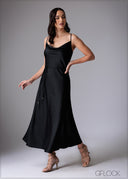 Cowl Neck Strappy Maxi Dress - 110725