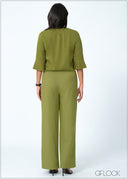 Pleated Sleeve Detailed Top - 200625