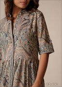 Placement Print Shirt Dress - 190326