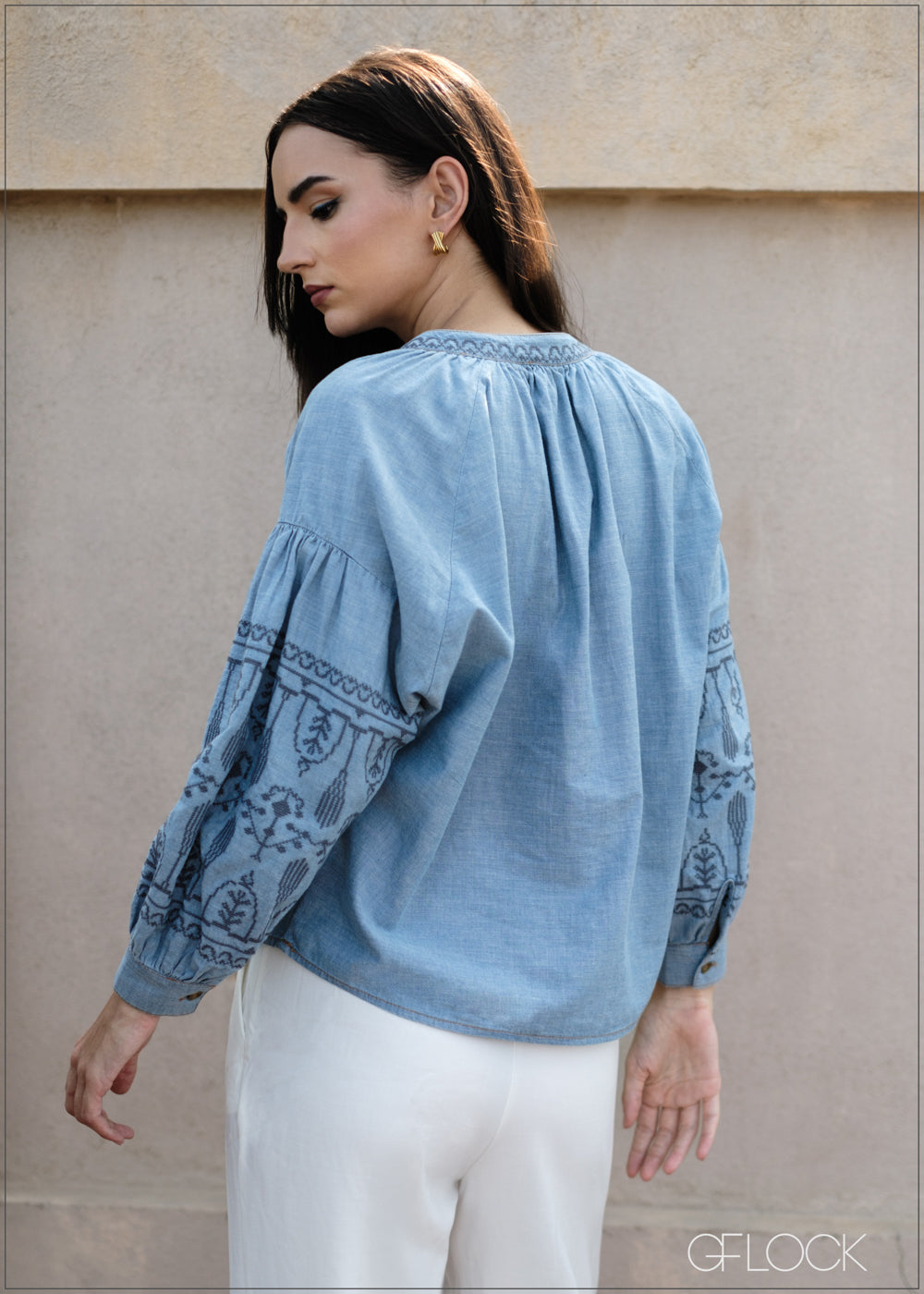 Embroidery Denim Shirt - 090425
