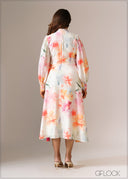 Reverse Printed Midi Dress - 121026