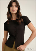 Button Down Rib T-Shirt - 030826