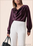 Cowl Neck Long Sleeve Top - 160525