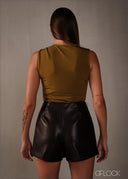 Asymmetric Leather Skort - 160326