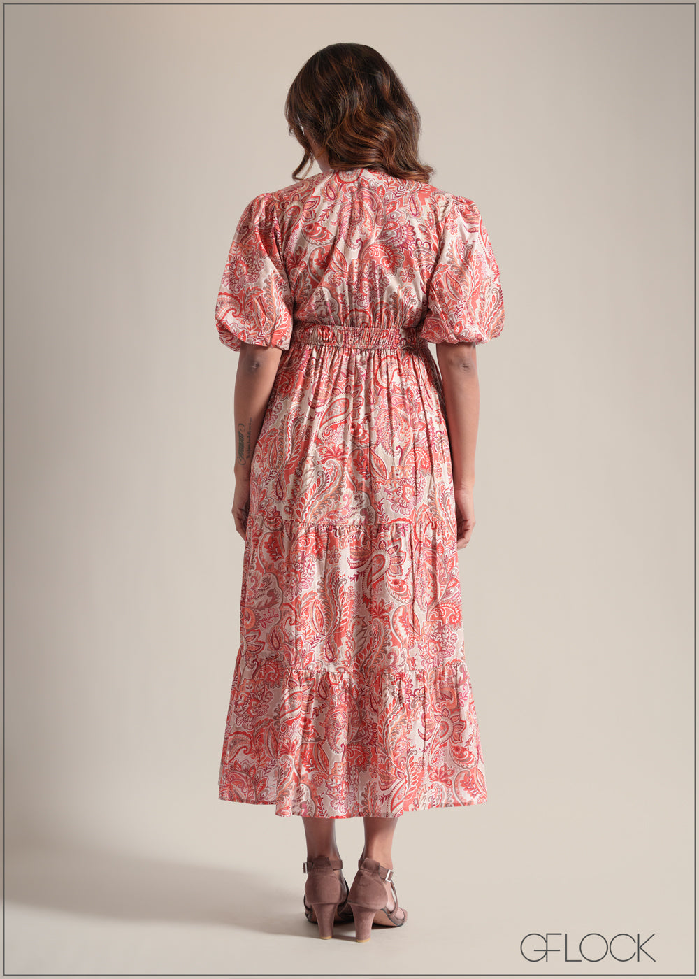 100% Premium Cotton Puff Sleeve Dress - 250825