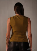 Sleeveless Trim Detailed Top - 160326