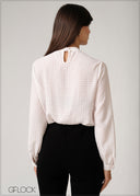 Puff Sleeved High Neck Top - 250526