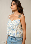 Strappy Button Detailed Crop Top - 300326