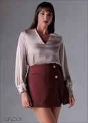 Puffed Sleeve V-Neck Top - 211225C