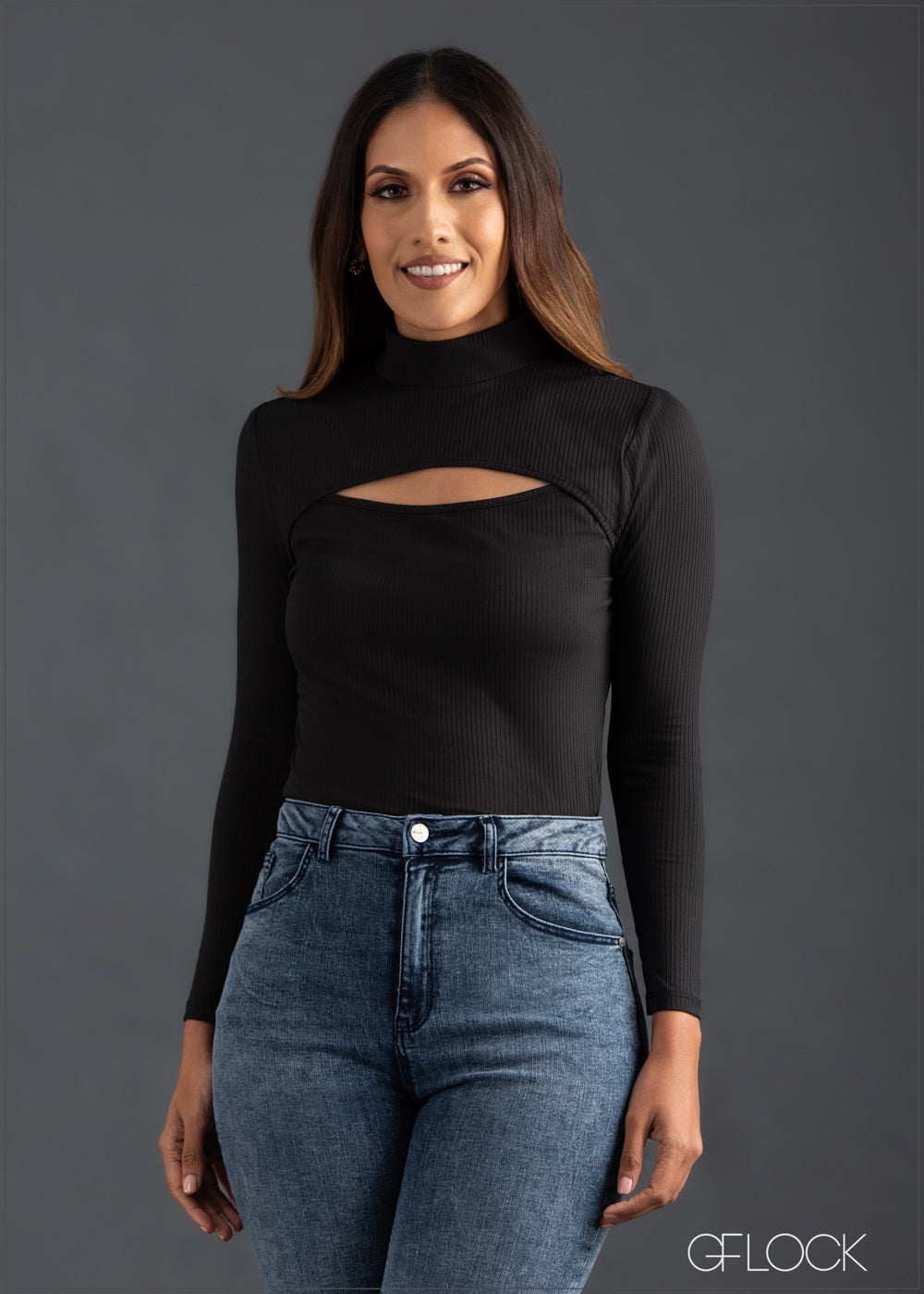 Cutout Detail Rib Top - 230623