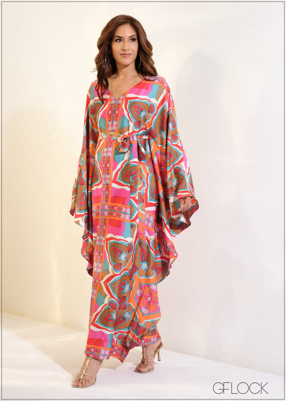 Waist Tie-Up Detailed Maxi Kaftan Dress - 150524