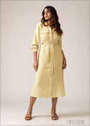 Solid Shirt Dress - 150626