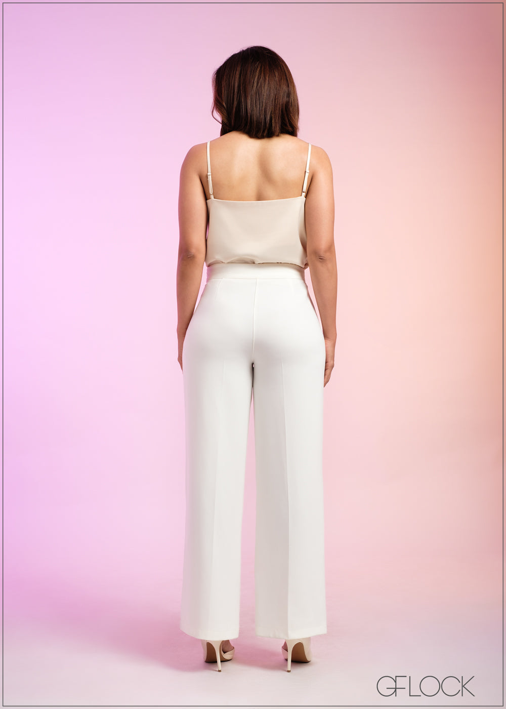 High Waisted Crease Line Straight Leg Pant - 290324