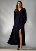 Long Sleeve Bustier Detail Maxi Dress - 270625