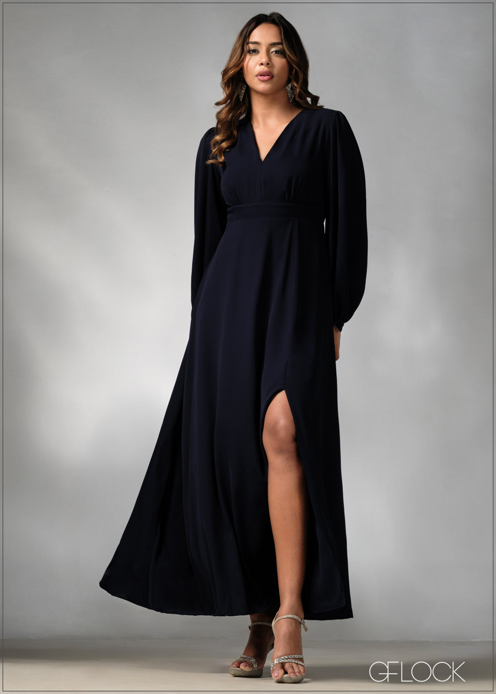 Long Sleeve Bustier Detail Maxi Dress - 270625