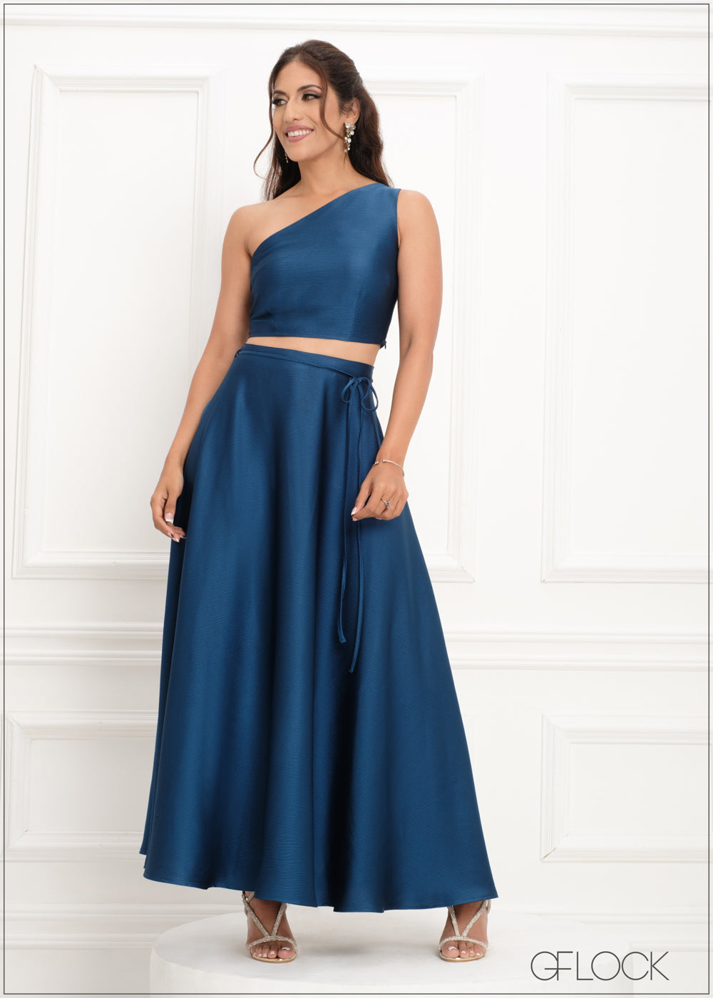 High Waisted Tie Up Flared Maxi Skirt - 290923