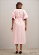 Volume Sleeve Midi Dress - 300625