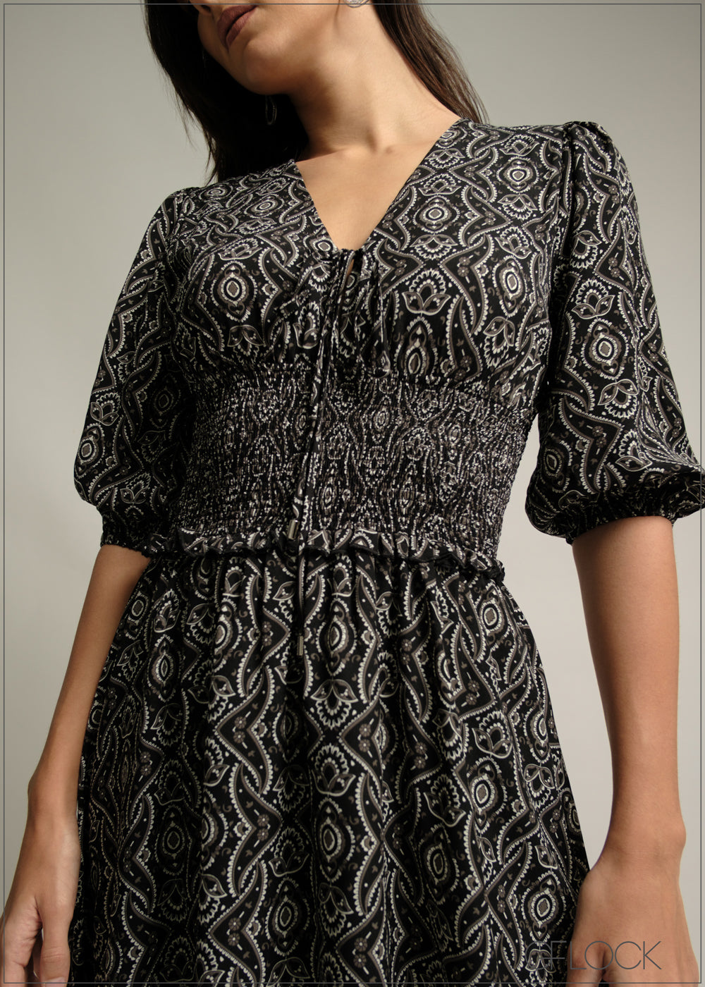 Smock Detail Midi Dress - 220825