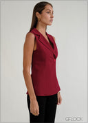 Sleeveless Belt Detailed Blazer - 070926