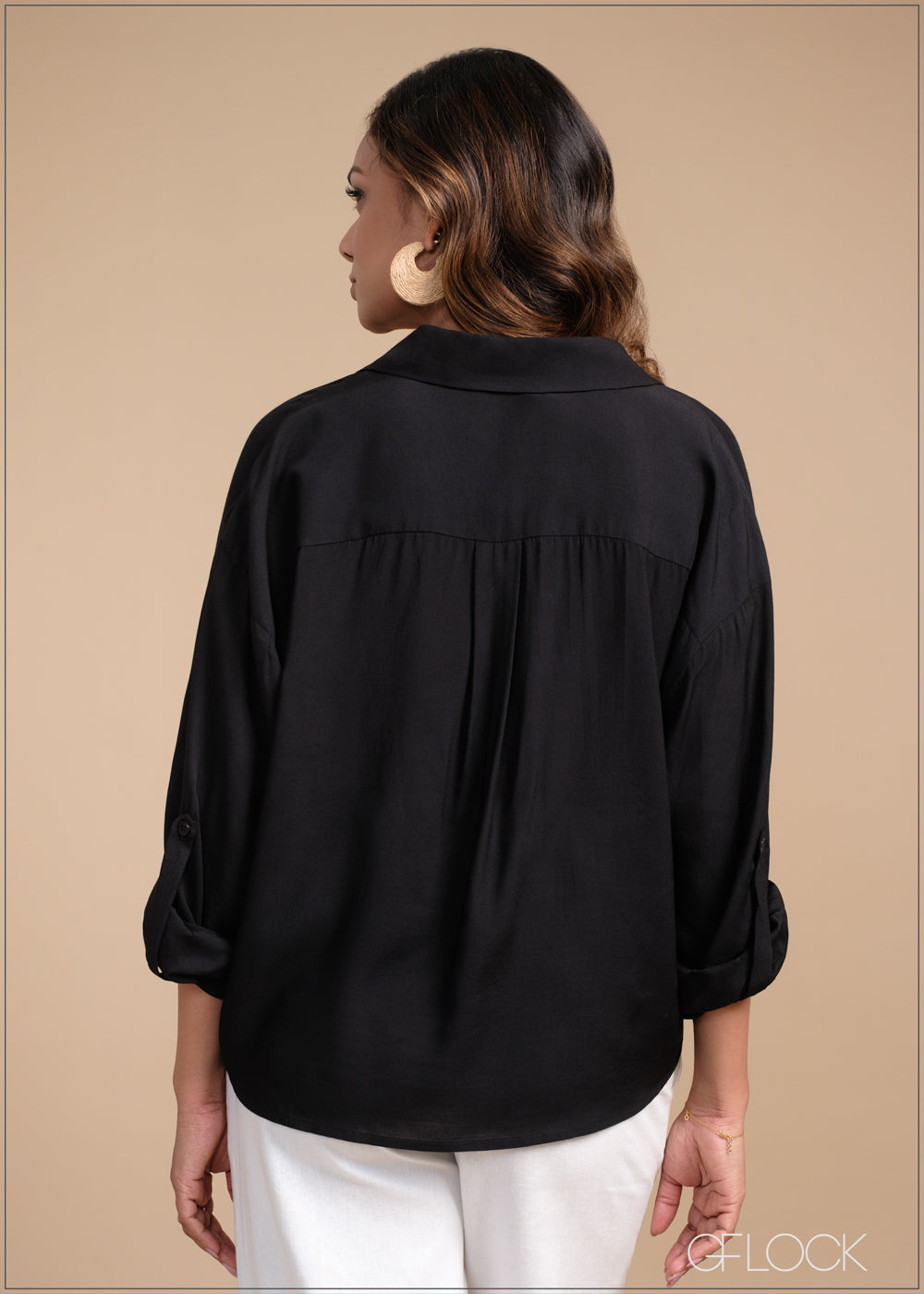 Regular Collar Cropped Shirt - 100425I