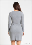 Long Sleeve Rib Dress - 181124
