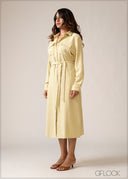 Solid Shirt Dress - 150626