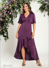 Satin Ruffled Flutter Sleeve Maxi Dress - 190724