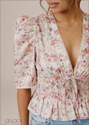 Lace Detailed V-Neck Top - 280926