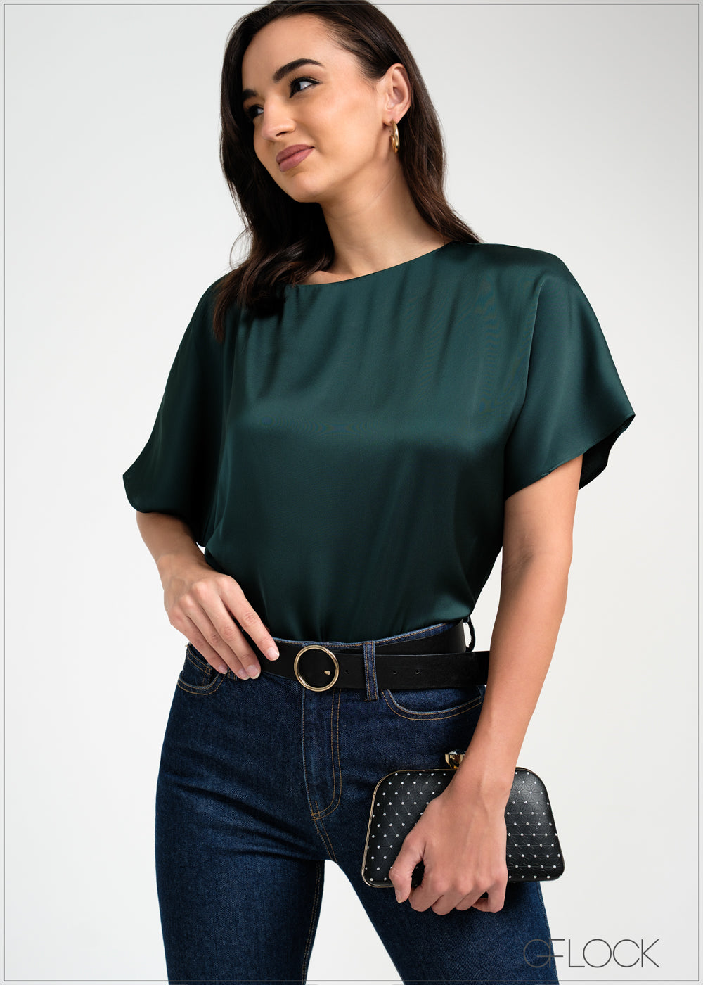 Boat Neckline Satin Top - 050925