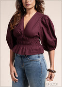 Puff Sleeve Smocked Top - 110526