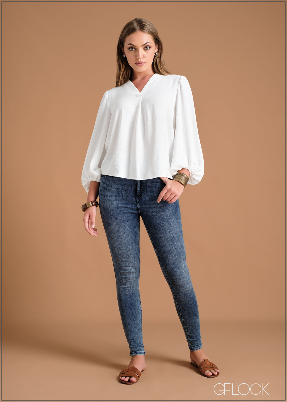 Oversized V-Neck Top - 220324