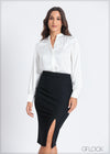 Pencil Skirt With Side Slit - 050824