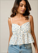 Strappy Button Detailed Crop Top - 300326