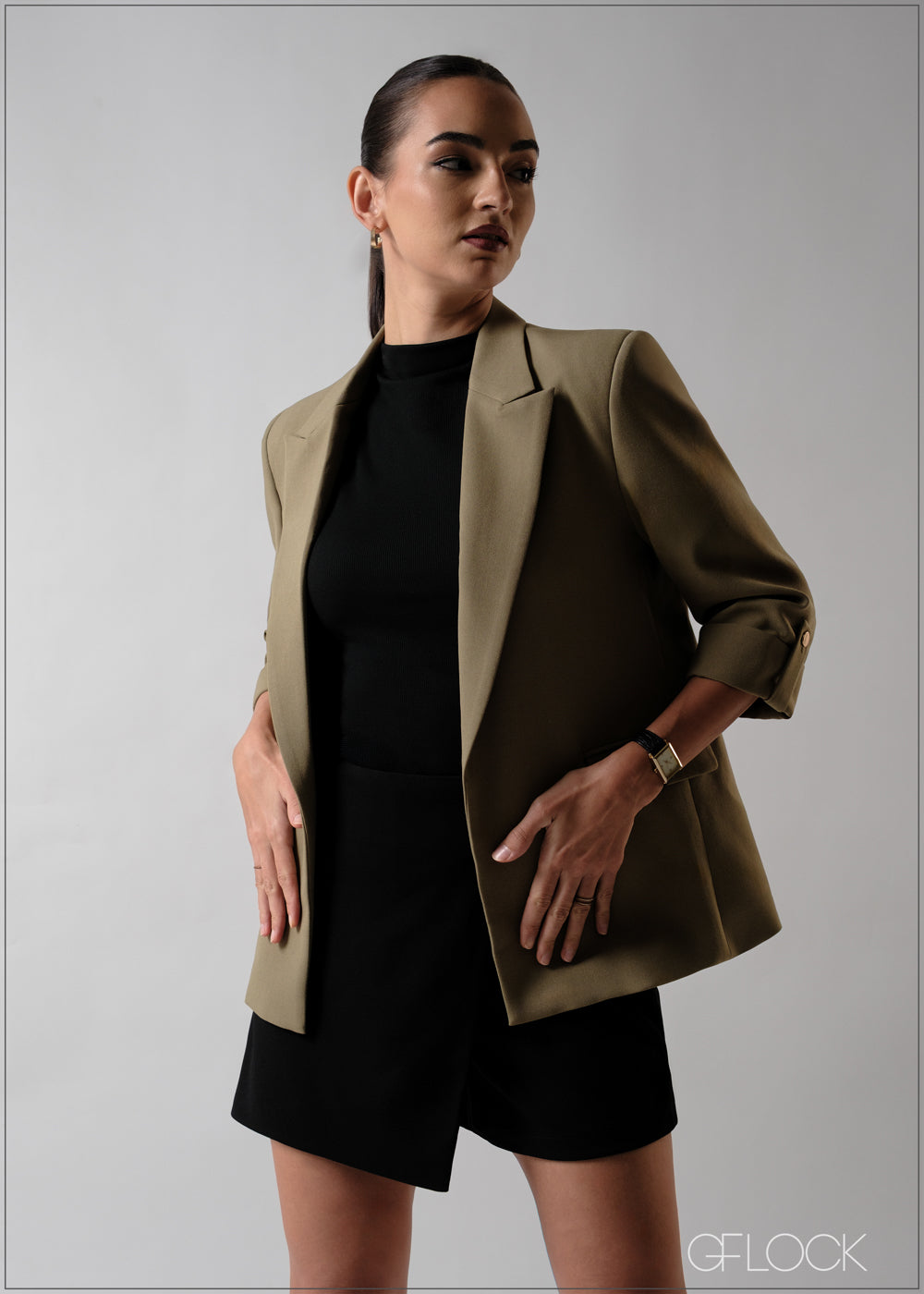 Blazer With Sleeve Tab - 210725