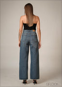 Mid Wash Wide Leg Jean - Long Length - 140326