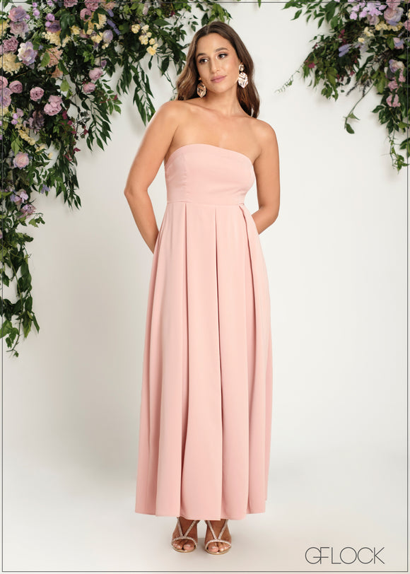 Tube Box Pleated Maxi Dress - 190724