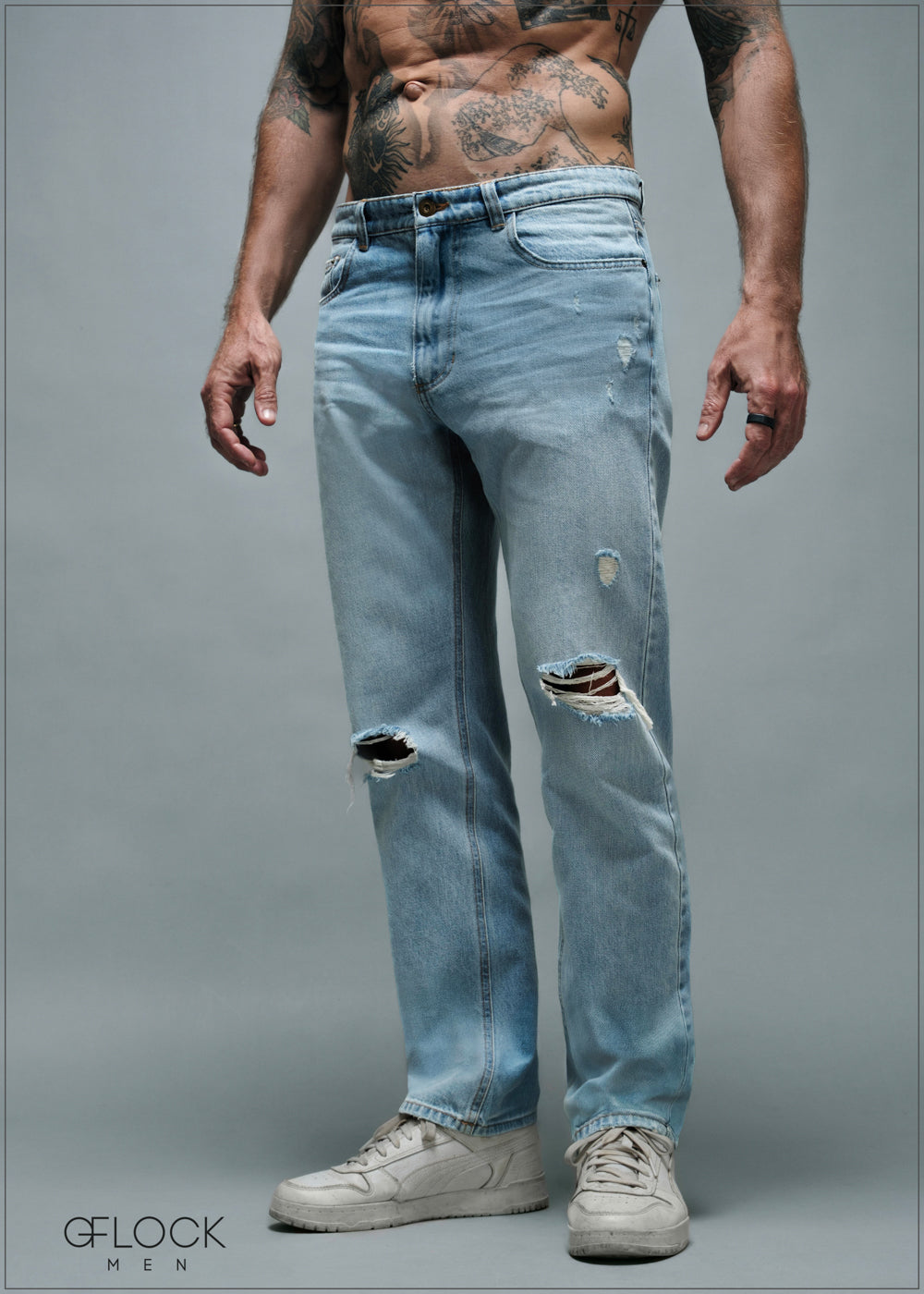 Straight Fit Ribbed Jeans - Long Length - 010925