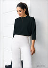 Four Quarter Sleeve Top With Front Open Detail - 251023