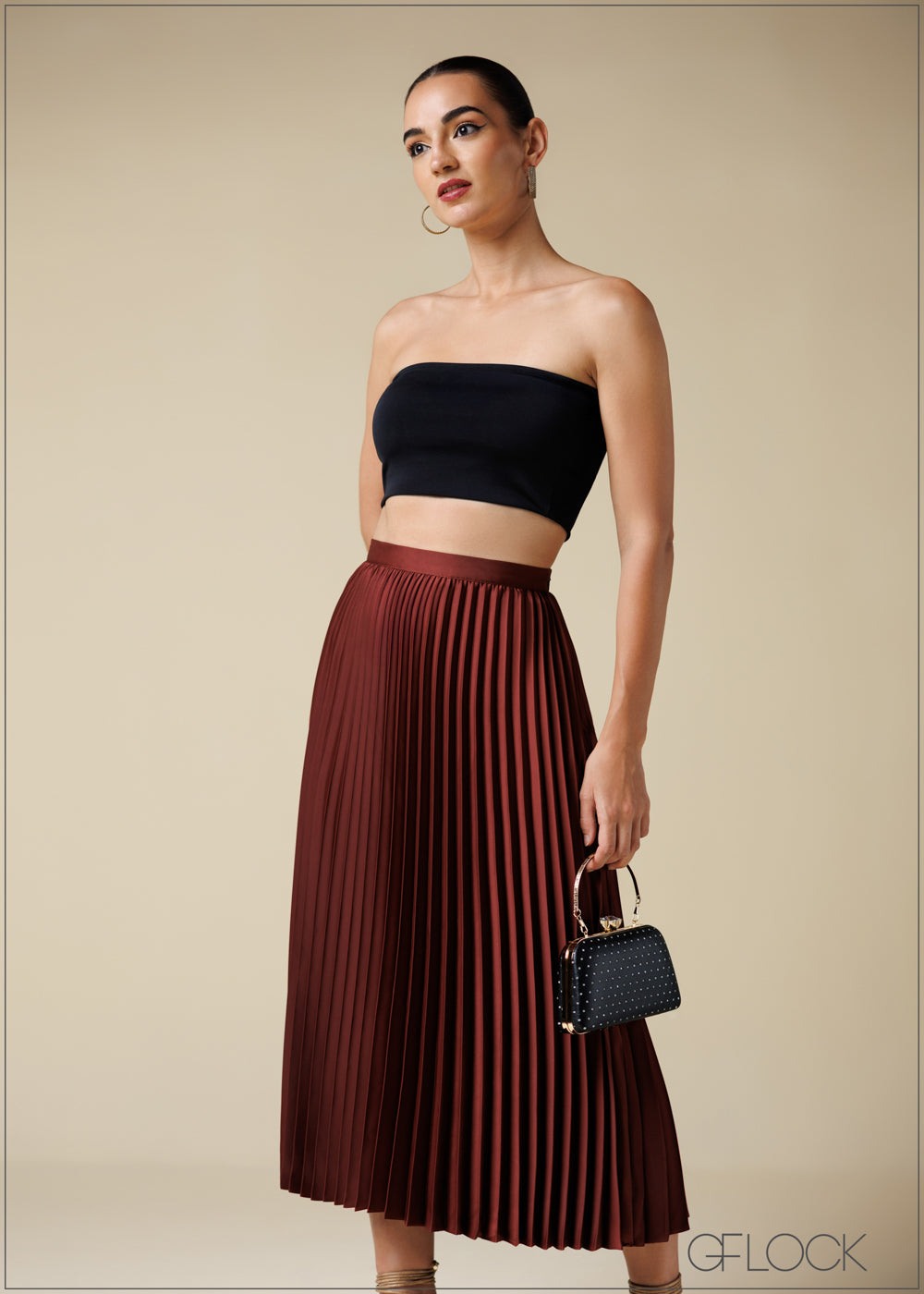 Pleated Midi Skirt - 250725