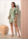 Flare Sleeve Wrap Mini Dress - 200924