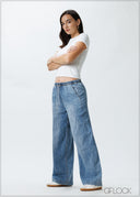 Straight Leg Jean With Elastic Waist - Long Length - 251125D