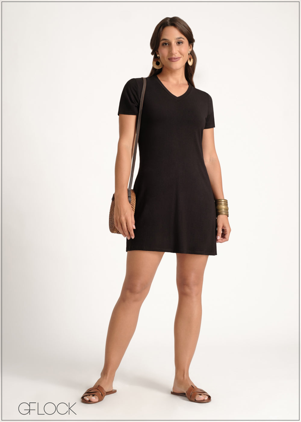 V-Neck T-Shirt Dress - 230924