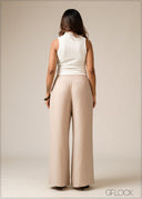 Side Pleated Wide Leg Pant