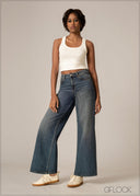 Mid Wash Wide Leg Jean - Long Length - 220826D