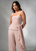 Front Pleat Detailed Tube Top - 270625