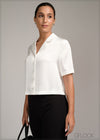 Short Sleeve Lapel Shirt Collar Top - 120724