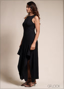 Asymmetric Detailed Contrast Dress - 110526