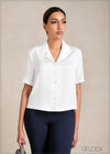 Short Sleeve Lapel Shirt Collar Top - 281223